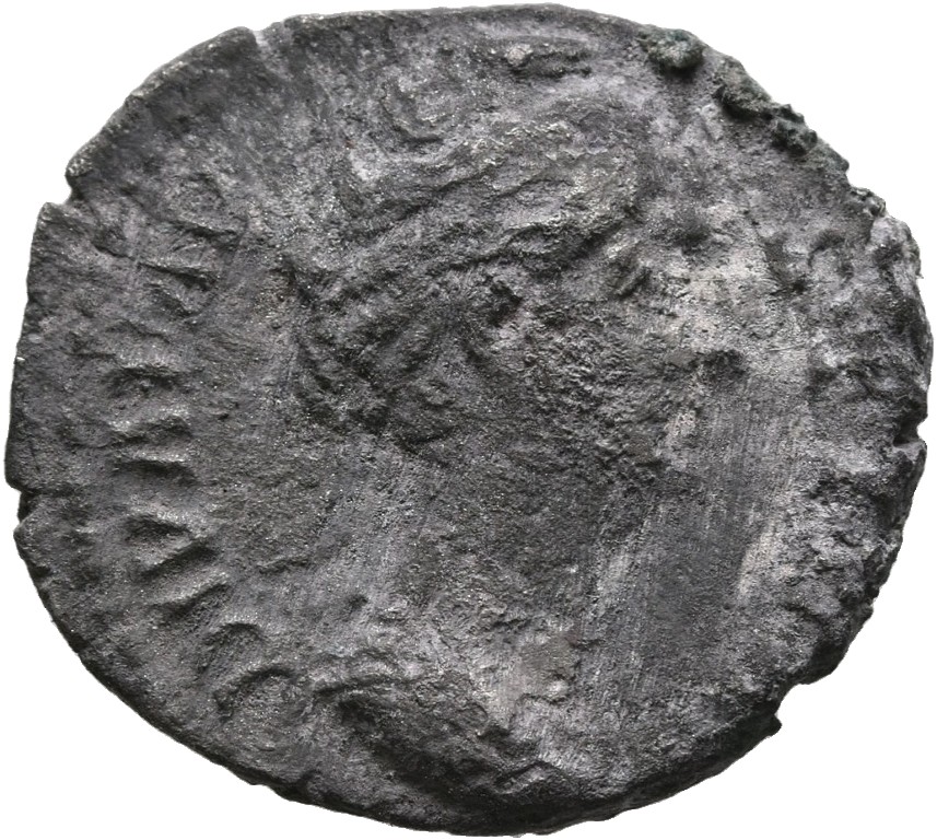RIC III Antoninus Pius 391 (denarius) Antoninus Pius obverse, Bust of Faustina the Elder, draped, right, hair elaborately ...