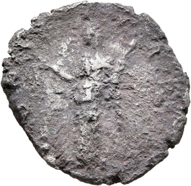 RIC III Antoninus Pius 393a Antoninus Pius reverse, Pietas, veiled, draped, standing left by altar, raising both hands