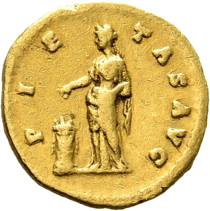 RIC III Antoninus Pius 394B Antoninus Pius reverse, Pietas, veiled, draped, standing left, with right hand dropping incens...