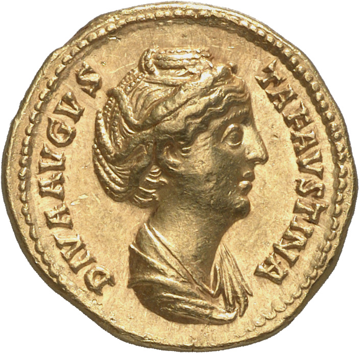 RIC III Antoninus Pius 395Aa Antoninus Pius obverse, Bust of Faustina the Elder, draped, right, hair elaborately waved in ...