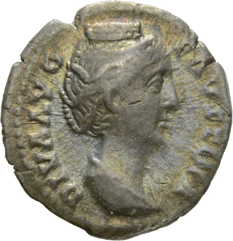 RIC III Antoninus Pius 396 Antoninus Pius obverse, Bust of Faustina the Elder, draped, right, hair elaborately waved in se...