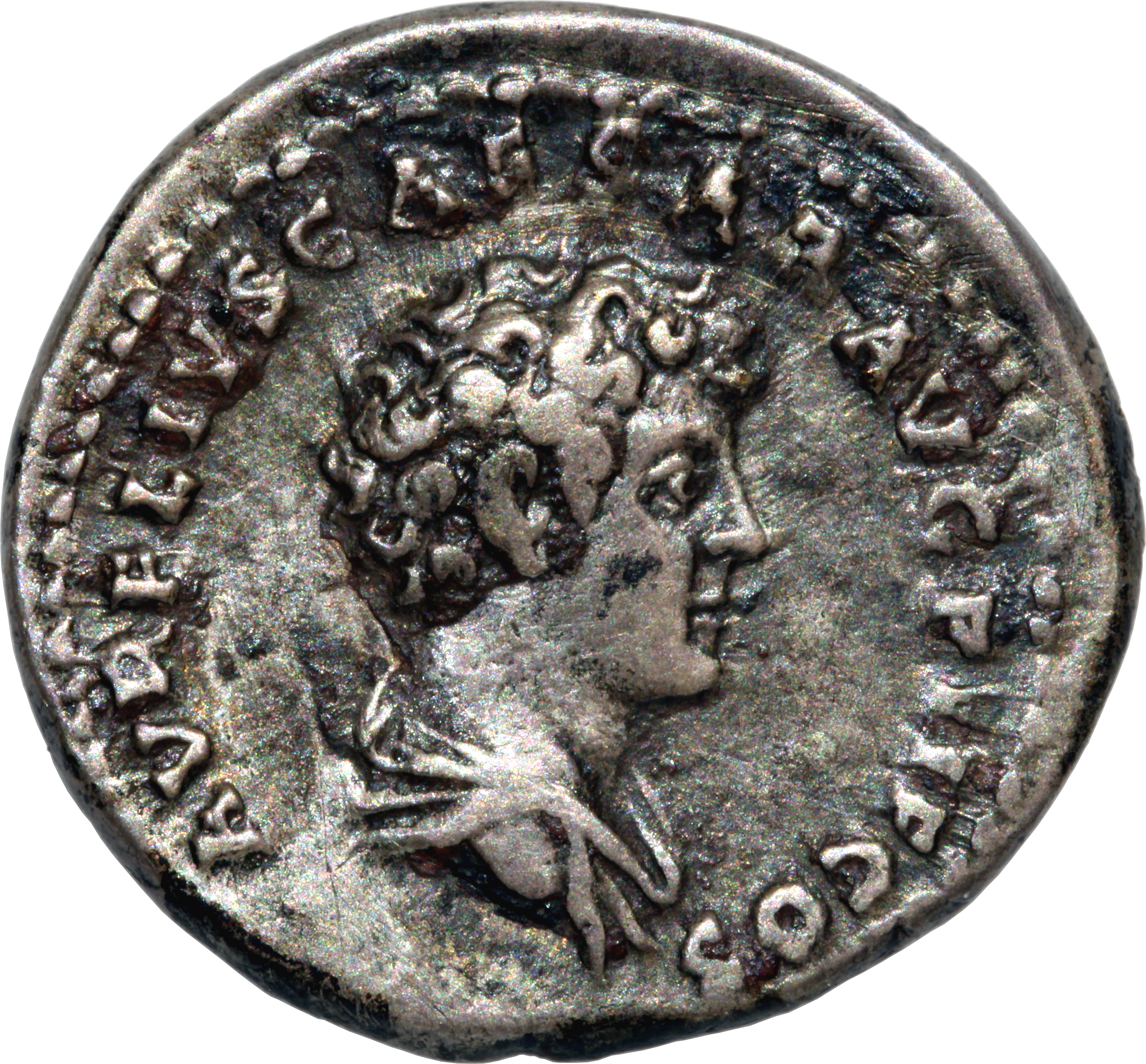 RIC III Antoninus Pius 417B Antoninus Pius reverse, Bust of Marcus Aurelius, bare-headed, draped, right