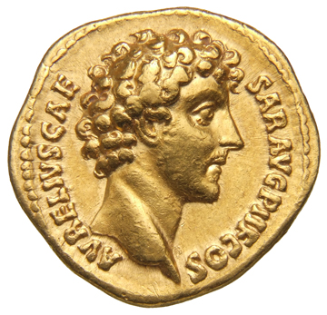 RIC III Antoninus Pius 422 (aureus) Antoninus Pius obverse, Head of Marcus Aurelius, bare, right