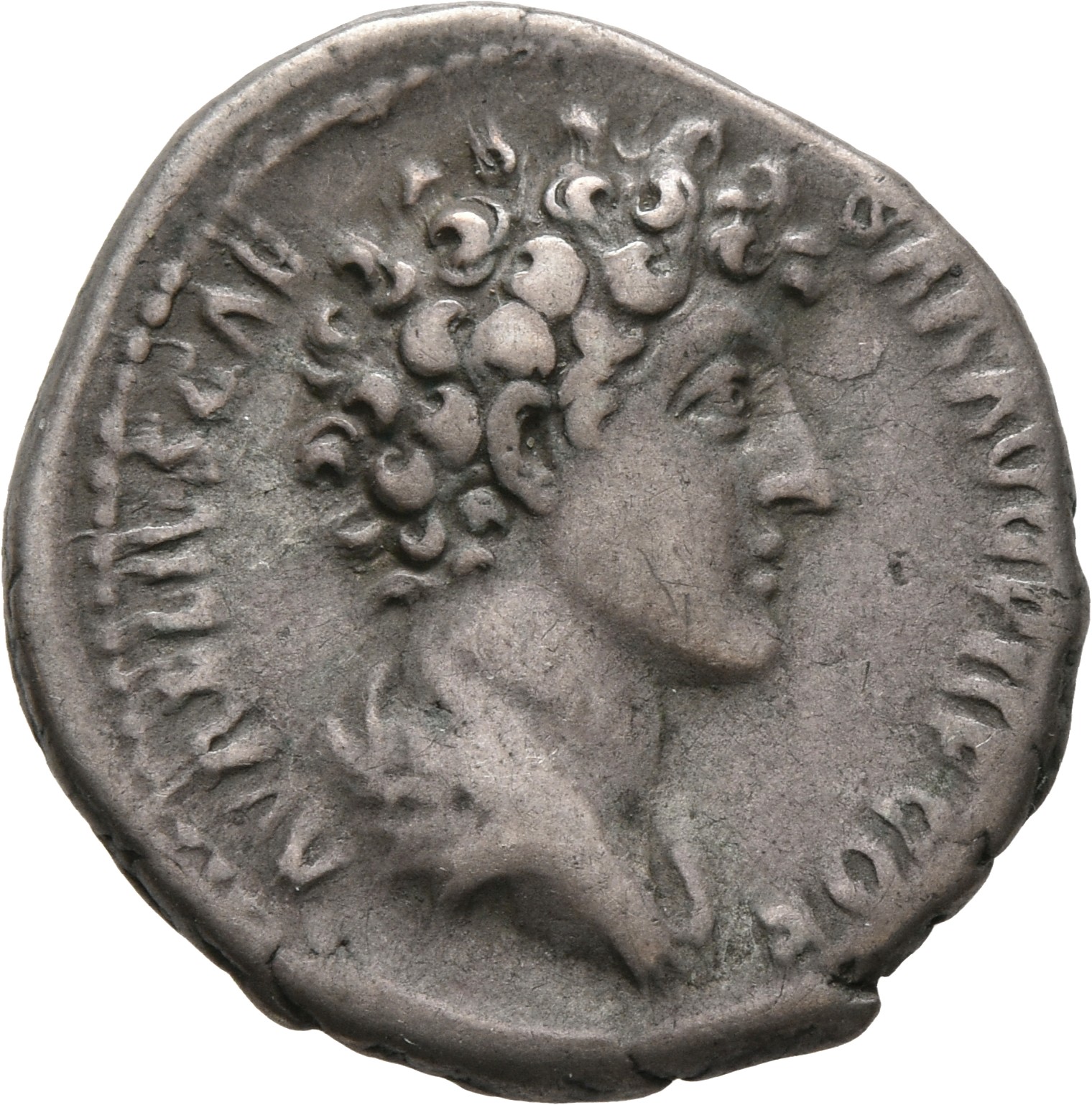 RIC III Antoninus Pius 424B Antoninus Pius obverse, Bust of Marcus Aurelius, bare-headed, draped, right
