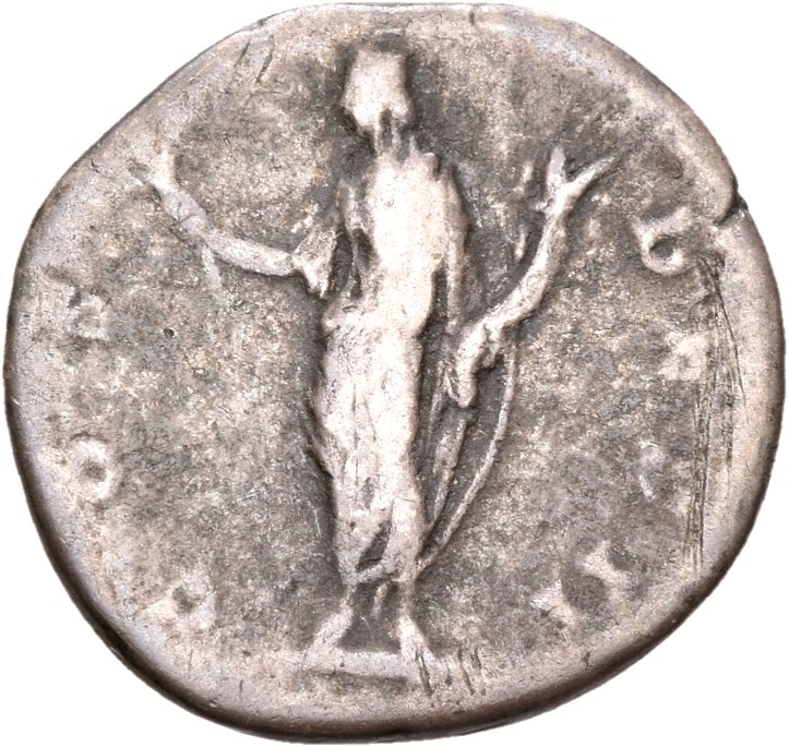 RIC III Antoninus Pius 426 Antoninus Pius reverse, Honos, draped, standing left, holding branch raised in right hand and c...