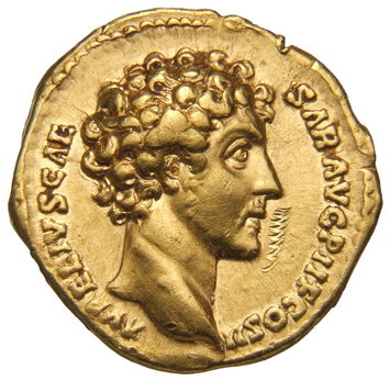 Antoninus Pius obverse — Head of Marcus Aurelius, bare, right