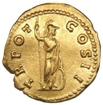 RIC III Antoninus Pius 435B Antoninus Pius reverse, Minerva, standing right, holding spear and resting left hand on shield