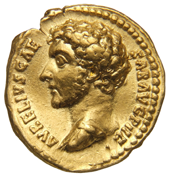 RIC III Antoninus Pius 435B Antoninus Pius obverse, Bust of Marcus Aurelius, bare-headed, draped, left