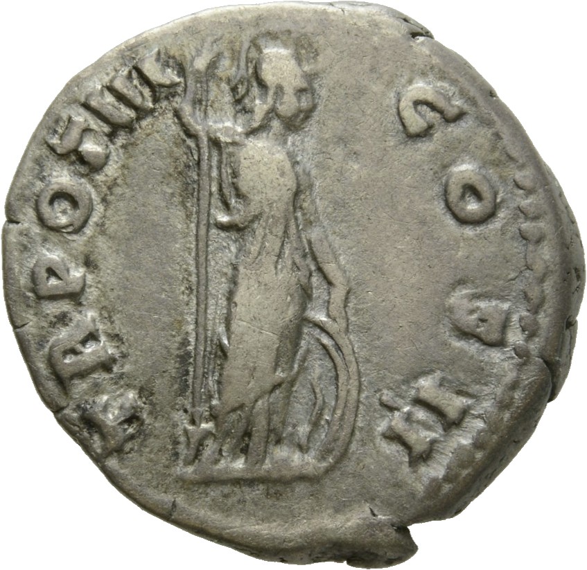 RIC III Antoninus Pius 444 Antoninus Pius reverse, Minerva, helmeted, draped, standing right, holding vertical spear in ri...