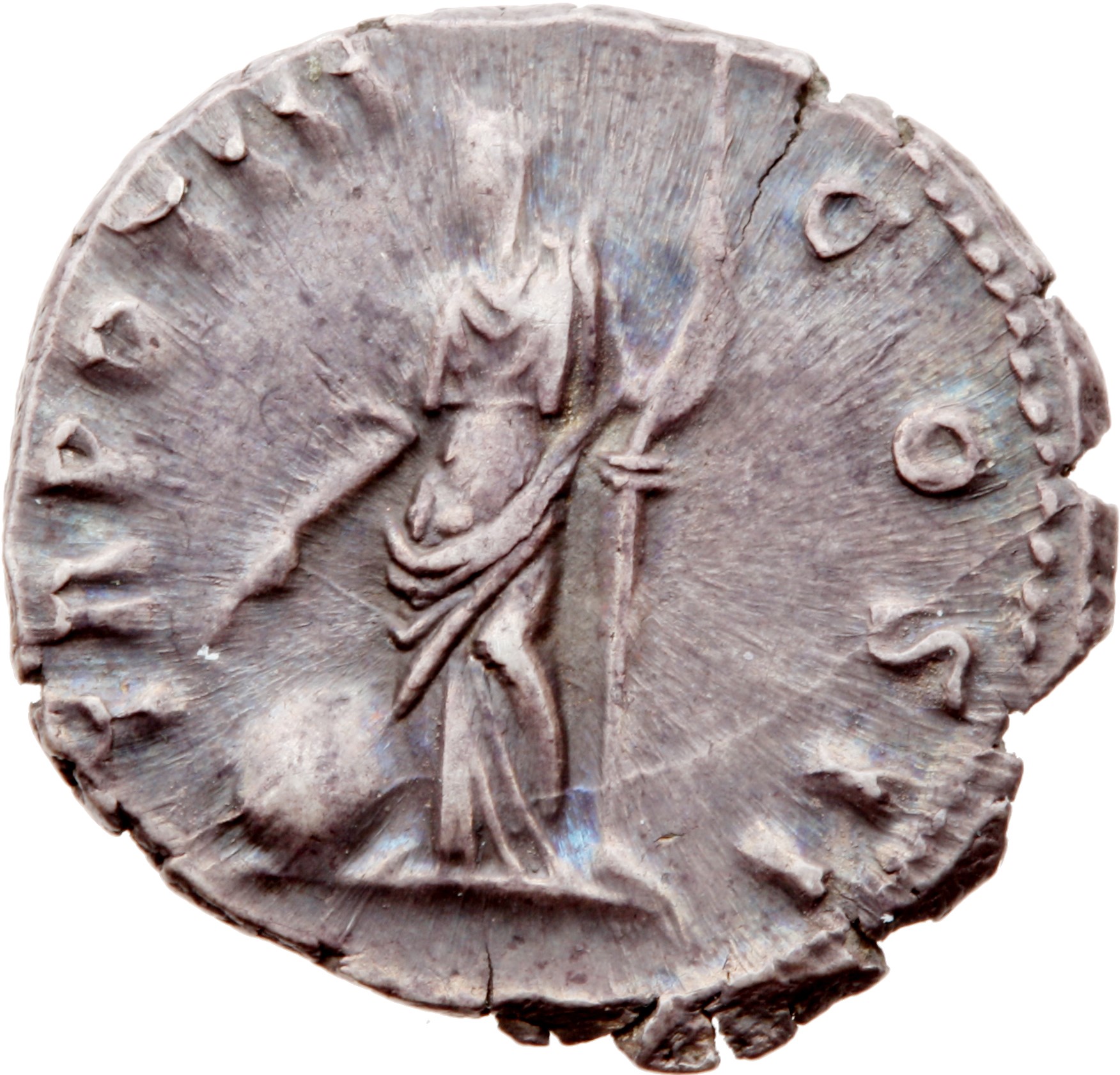 RIC III Antoninus Pius 446 Antoninus Pius reverse, Providentia, draped, standing left, resting left arm on column, pointin...