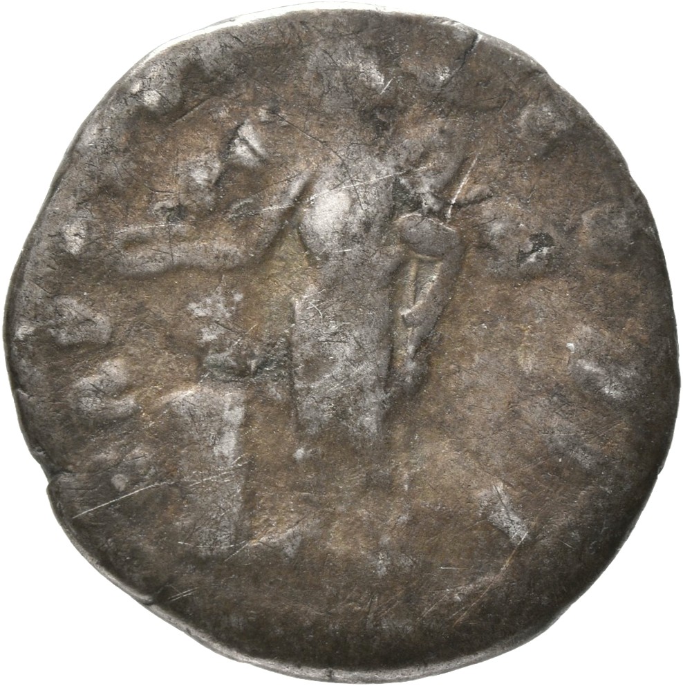 RIC III Antoninus Pius 453B Antoninus Pius reverse, Genius Exercitus, in military dress, standing left, sacrificing out of...