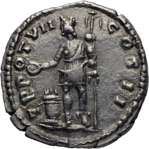 RIC III Antoninus Pius 458 Antoninus Pius reverse, Genius Exercitus, in military dress, standing left, sacrificing out of ...