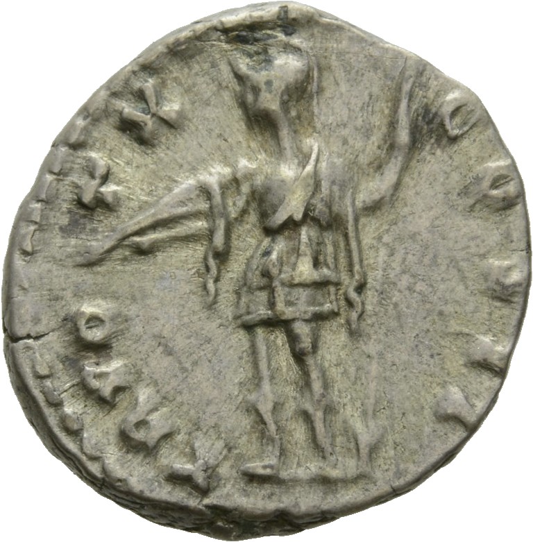 RIC III Antoninus Pius 468 Antoninus Pius reverse, Virtus, helmeted, in military dress, standing left, holding parazonium,...