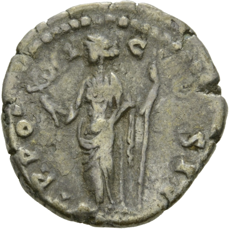RIC III Antoninus Pius 470 Antoninus Pius reverse, Felicitas, draped, standing left, holding up caduceus in right hand and...