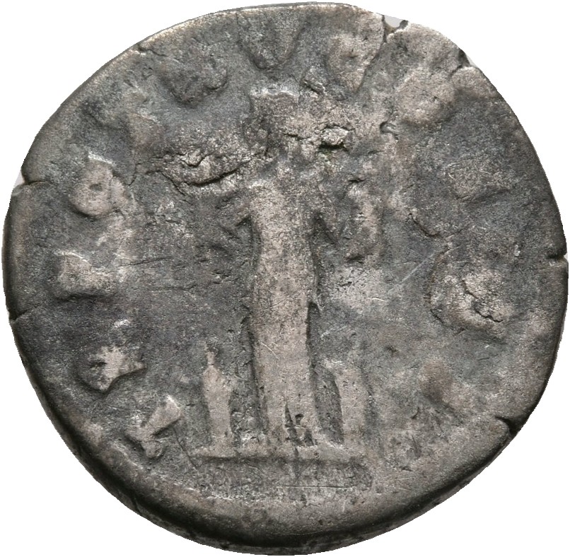 RIC III Antoninus Pius 490 (denarius) Antoninus Pius reverse, Pietas, draped, standing left, holding child on each arm: at...