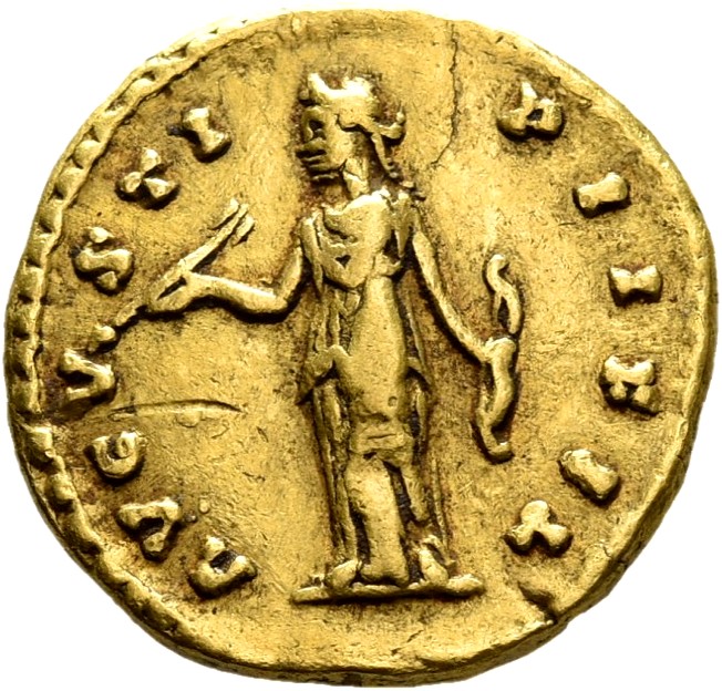 RIC III Antoninus Pius 494B Antoninus Pius reverse, Diana, draped, standing left, holding arrow in extended right hand and...