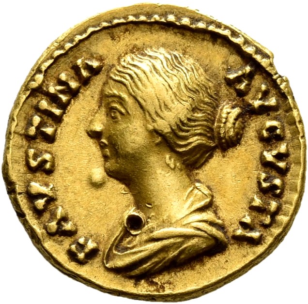 RIC III Antoninus Pius 494B Antoninus Pius obverse, Bust of Faustina the Younger, bare-headed, with hair waived and coiled...