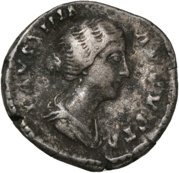 RIC III Antoninus Pius 497 Antoninus Pius obverse, Bust of Faustina the Younger, bare-headed, with hair waived and coiled ...