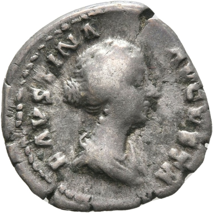 RIC III Antoninus Pius 497 Antoninus Pius obverse, Bust of Faustina the Younger, bare-headed, with hair waived and coiled ...
