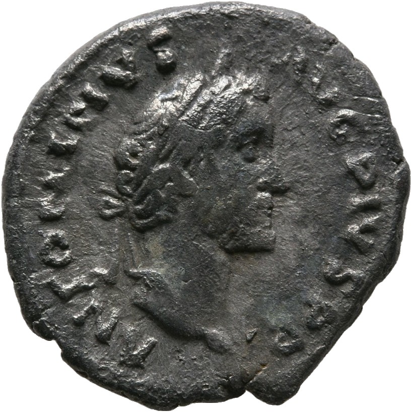 RIC III Antoninus Pius 49b Antoninus Pius obverse, Head of Antoninus Pius, laureate, right