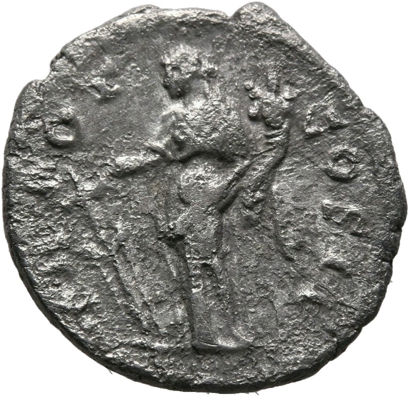 RIC III Antoninus Pius 49b Antoninus Pius reverse, Fortuna, draped, standing left, holding rudder in right hand and cornuc...