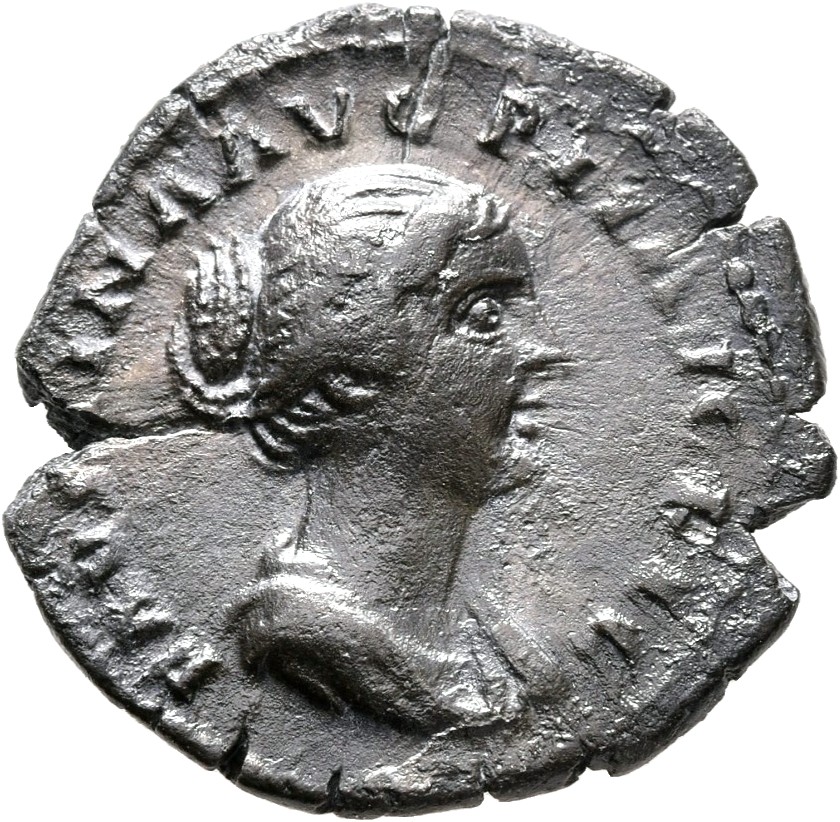 RIC III Antoninus Pius 500Ba Antoninus Pius obverse, Bust of Faustina the Younger, bare-headed, with hair waived and coile...