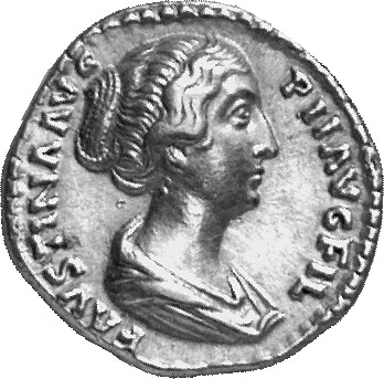 RIC III Antoninus Pius 503Aa Antoninus Pius obverse, Bust of Faustina the Younger, bare-headed, with hair waived and coile...