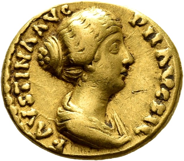 RIC III Antoninus Pius 503a Antoninus Pius obverse, Drapierte Büste der Faustina minor in der Brustansicht nach r. Graffit...