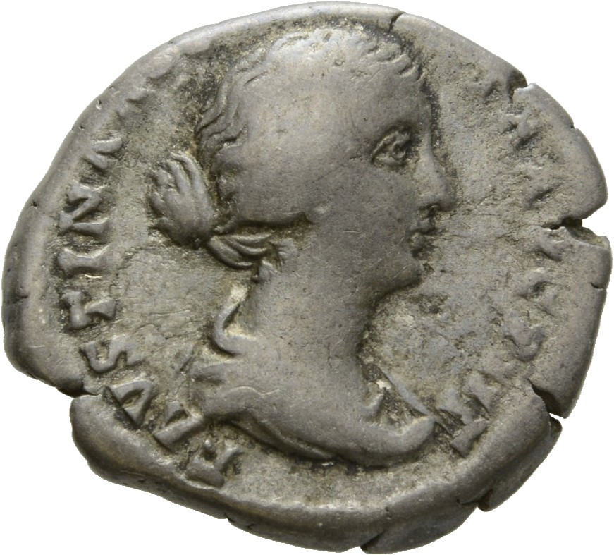RIC III Antoninus Pius 508A Antoninus Pius obverse, Bust of Faustina the Younger, bare-headed, with hair waived and coiled...