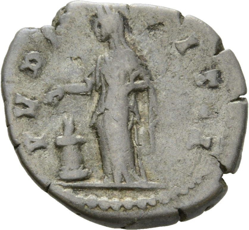 RIC III Antoninus Pius 508A Antoninus Pius reverse, Pudicitia, veiled, draped, standing left, dropping incense with right ...