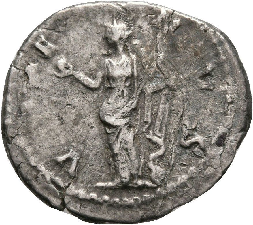 RIC III Antoninus Pius 517B (denarius) Antoninus Pius reverse, Venus, draped, standing left, holding apple in right hand a...