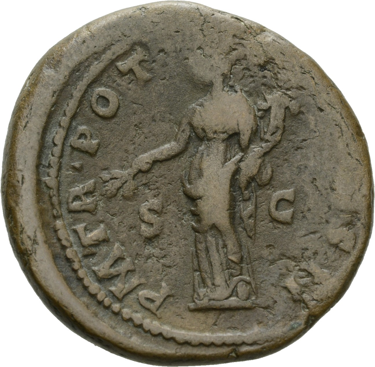RIC III Antoninus Pius 526A Antoninus Pius reverse, Pax, draped, standing left, holding branch in extended right hand and ...