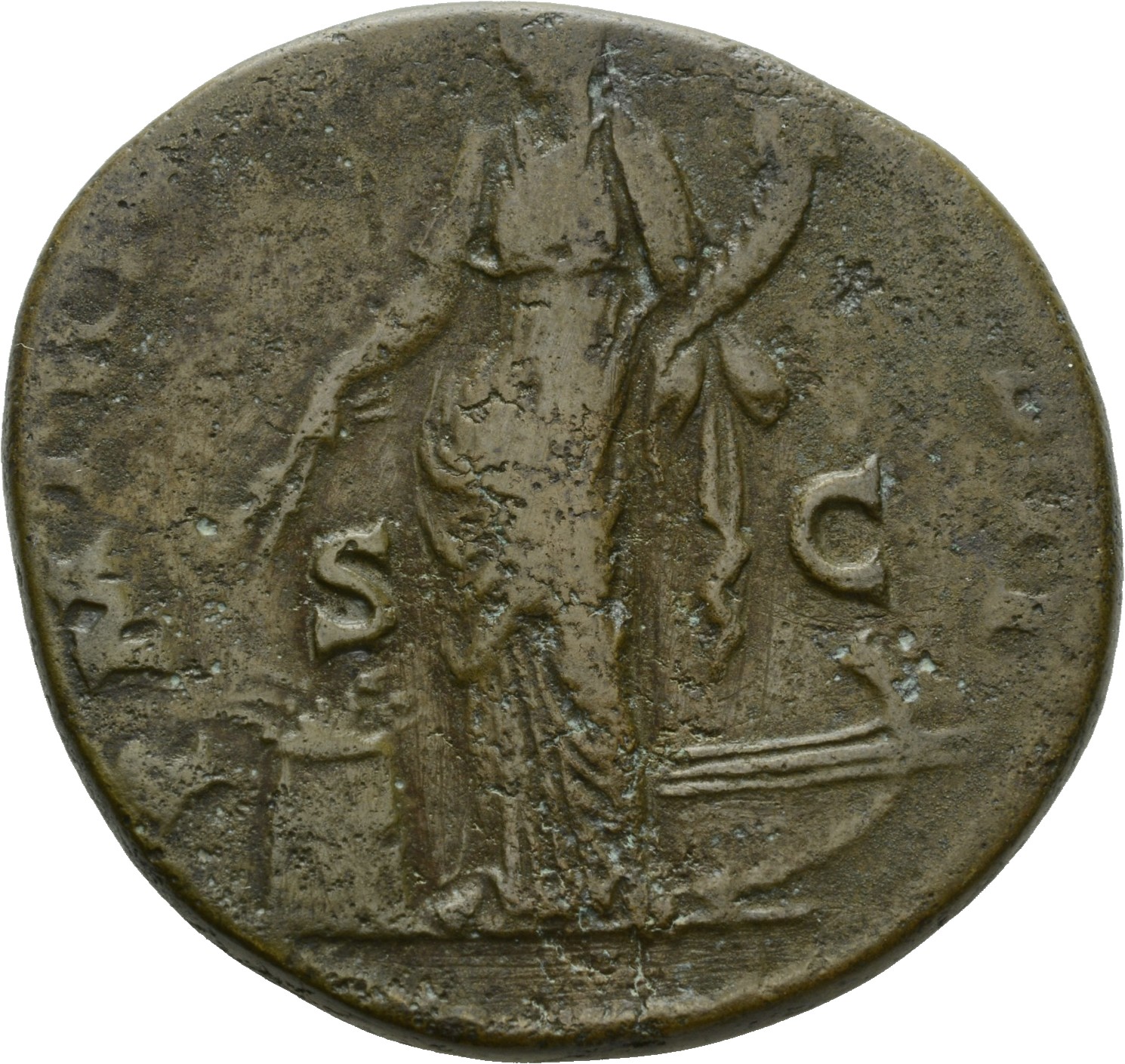 RIC III Antoninus Pius 529A Antoninus Pius reverse, Annona, draped, standing left, holding corn-ears in right hand and cor...