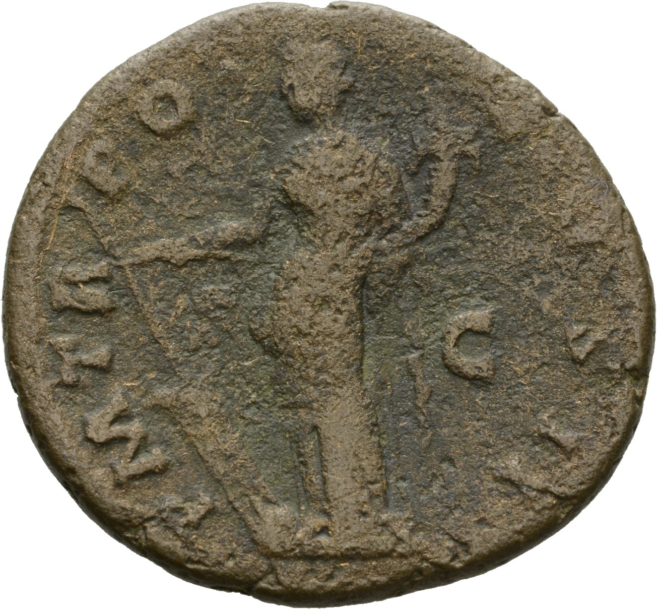 RIC III Antoninus Pius 533B Antoninus Pius reverse, Fortuna, draped, standing, left, holding rudder set on ground in right...