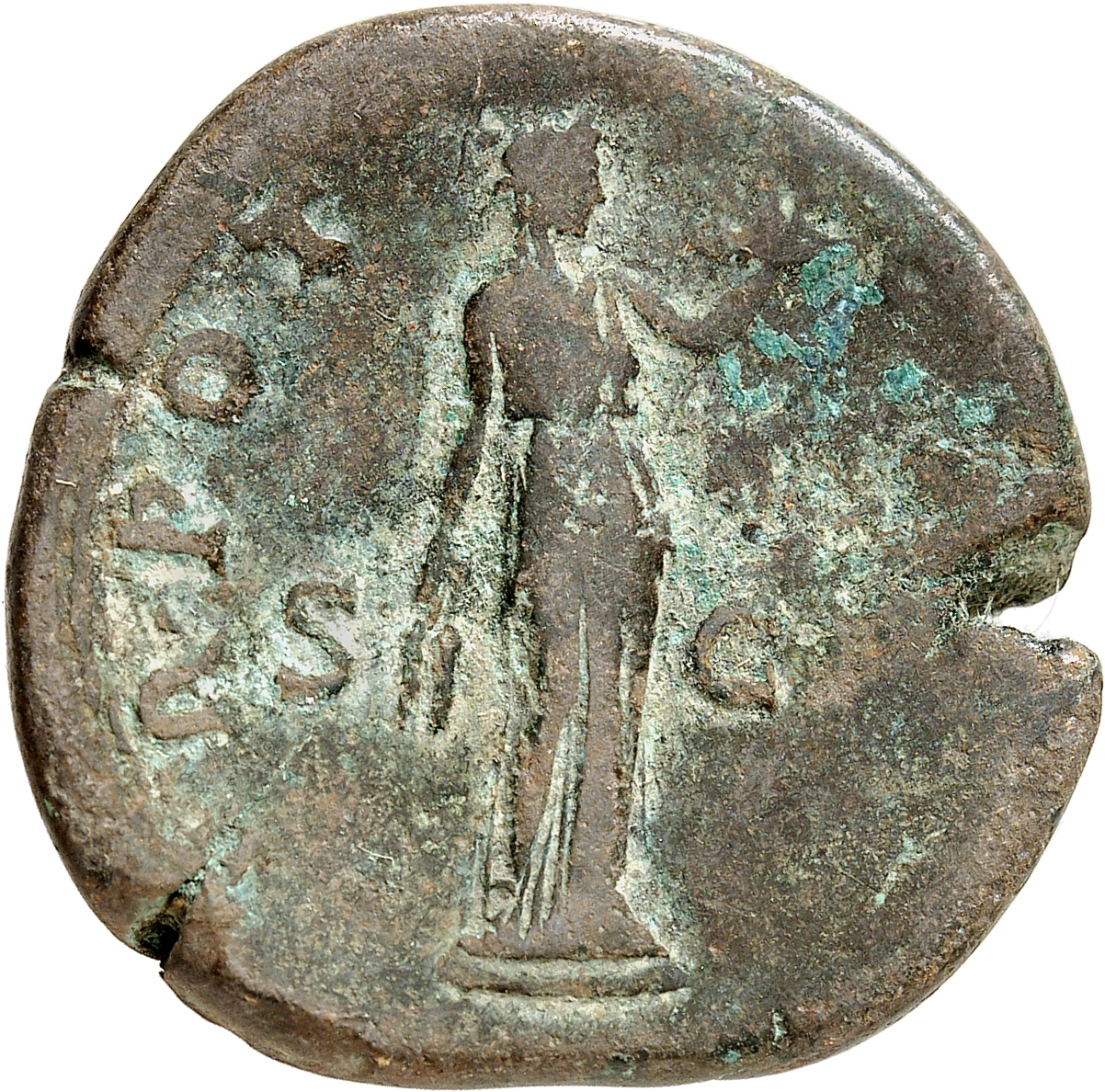 RIC III Antoninus Pius 546 Antoninus Pius reverse, Fides, draped, standing right, holding two corn-ears downwards in right...