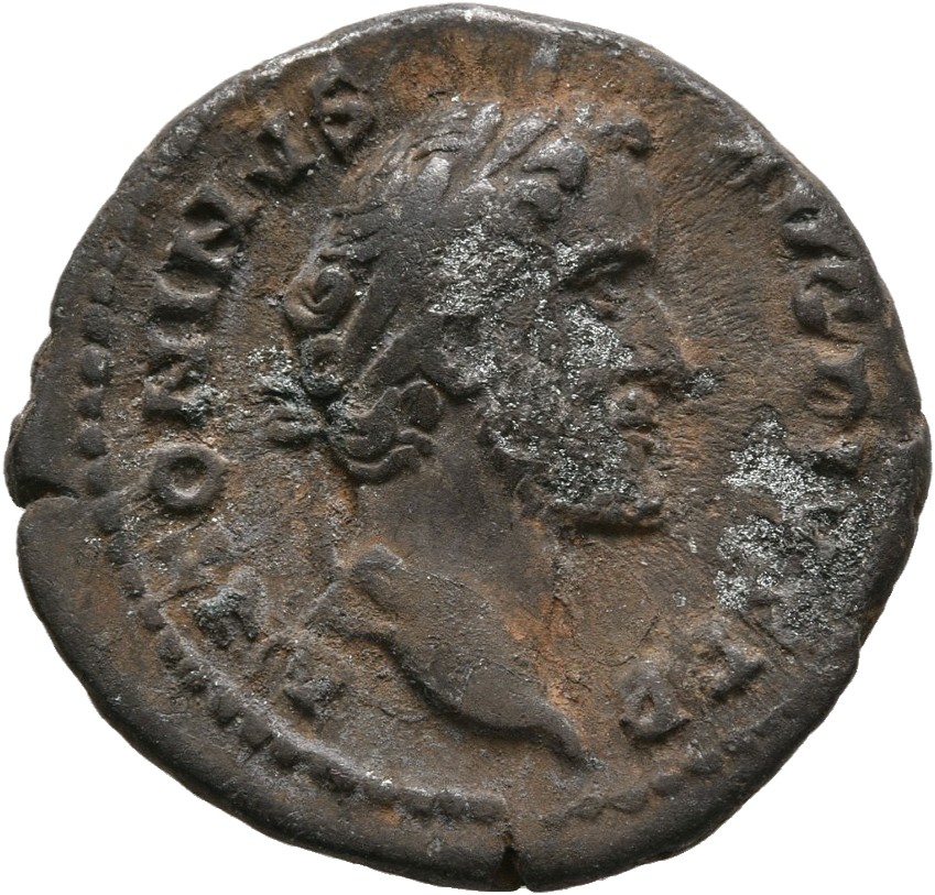 Antoninus Pius obverse — Head of Antoninus Pius, laureate, right