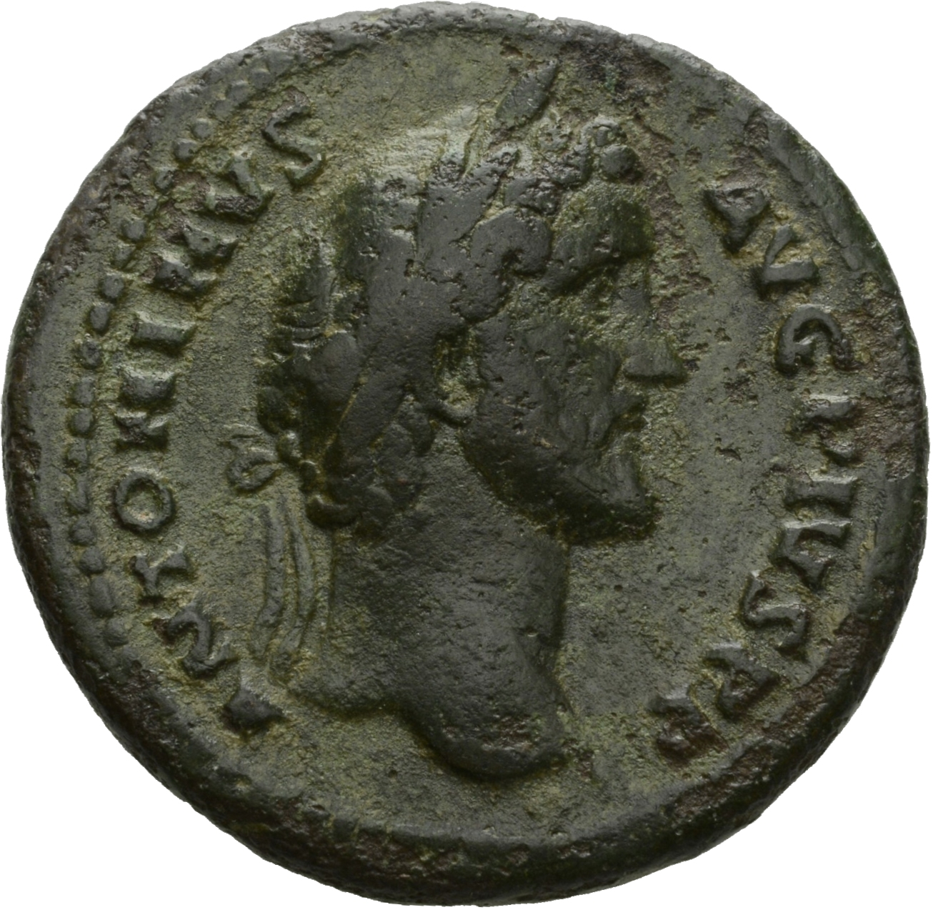 RIC III Antoninus Pius 569A Antoninus Pius obverse, Head of Antoninus Pius, laureate, right