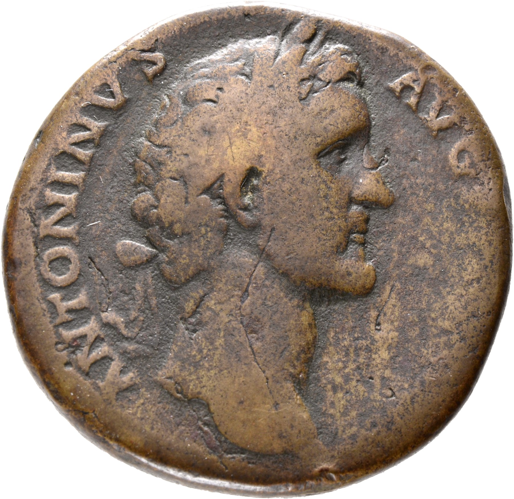 RIC III Antoninus Pius 579 Antoninus Pius obverse, Head of Antoninus Pius, laureate, right