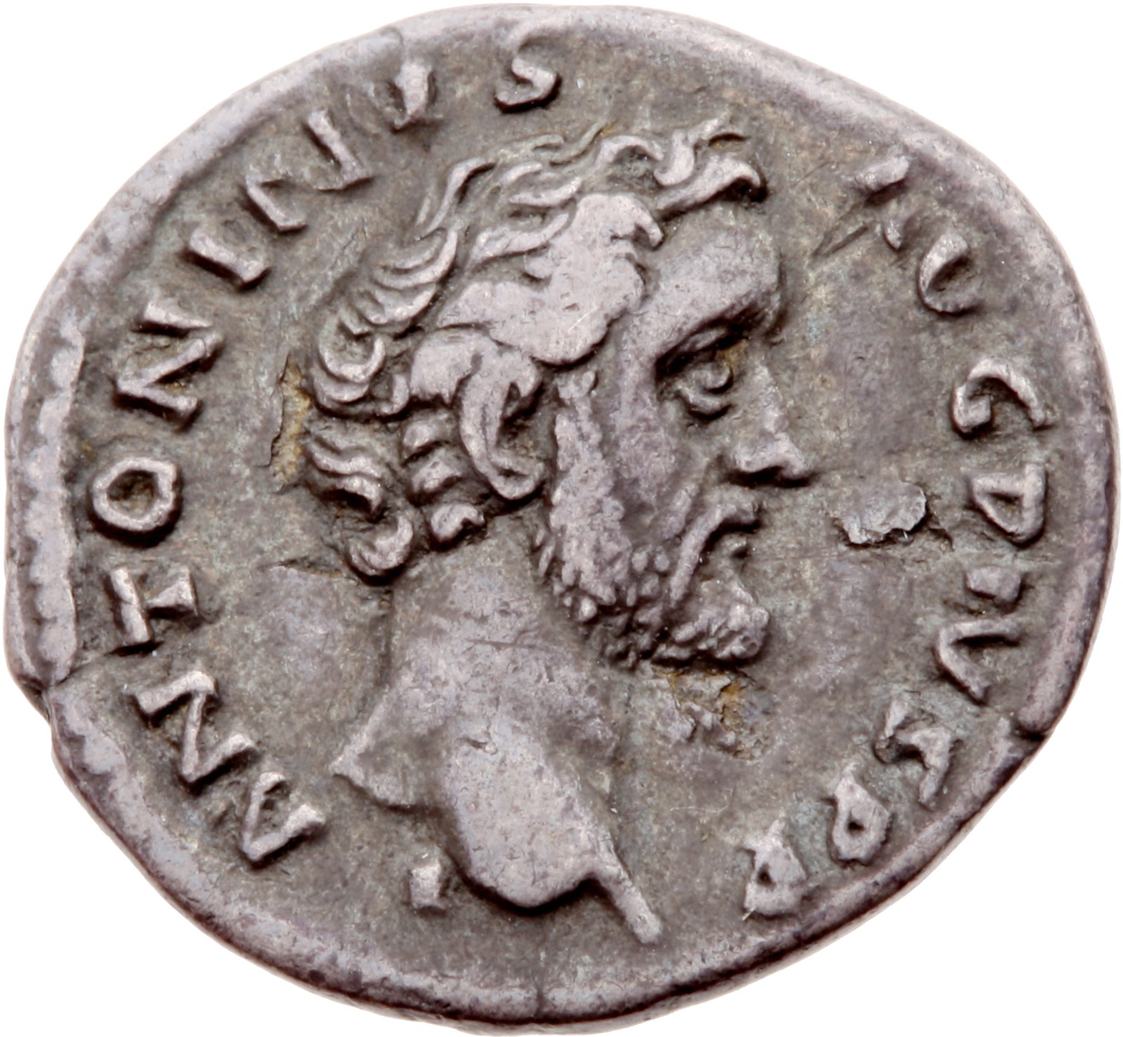 RIC III Antoninus Pius 58b Antoninus Pius obverse, Head of Antoninus Pius, laureate, right