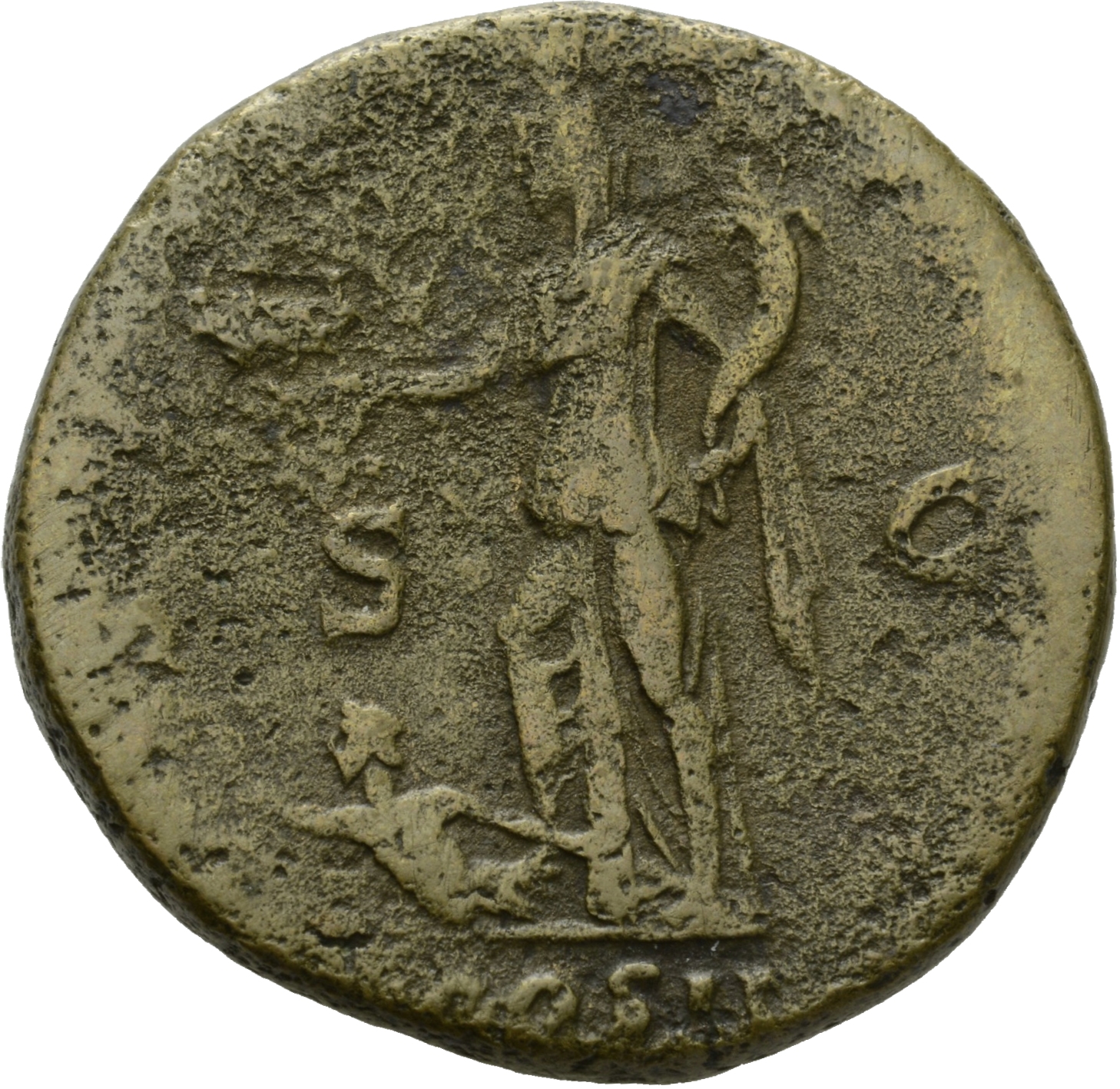 RIC III Antoninus Pius 590 Antoninus Pius reverse, Syria, standing left, holding crown in right hand and cornucopiae in le...