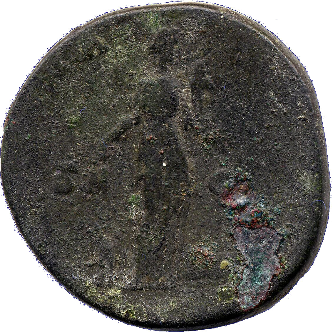 RIC III Antoninus Pius 597a Antoninus Pius reverse, Annona, draped, standing right, holding two corn-ears in right hand ov...