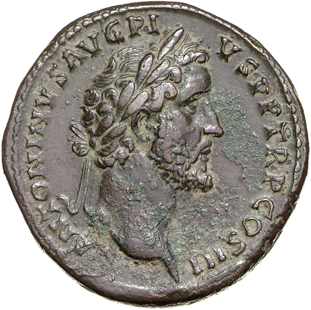 RIC III Antoninus Pius 598a Antoninus Pius obverse, Head of Antoninus Pius, laureate, right