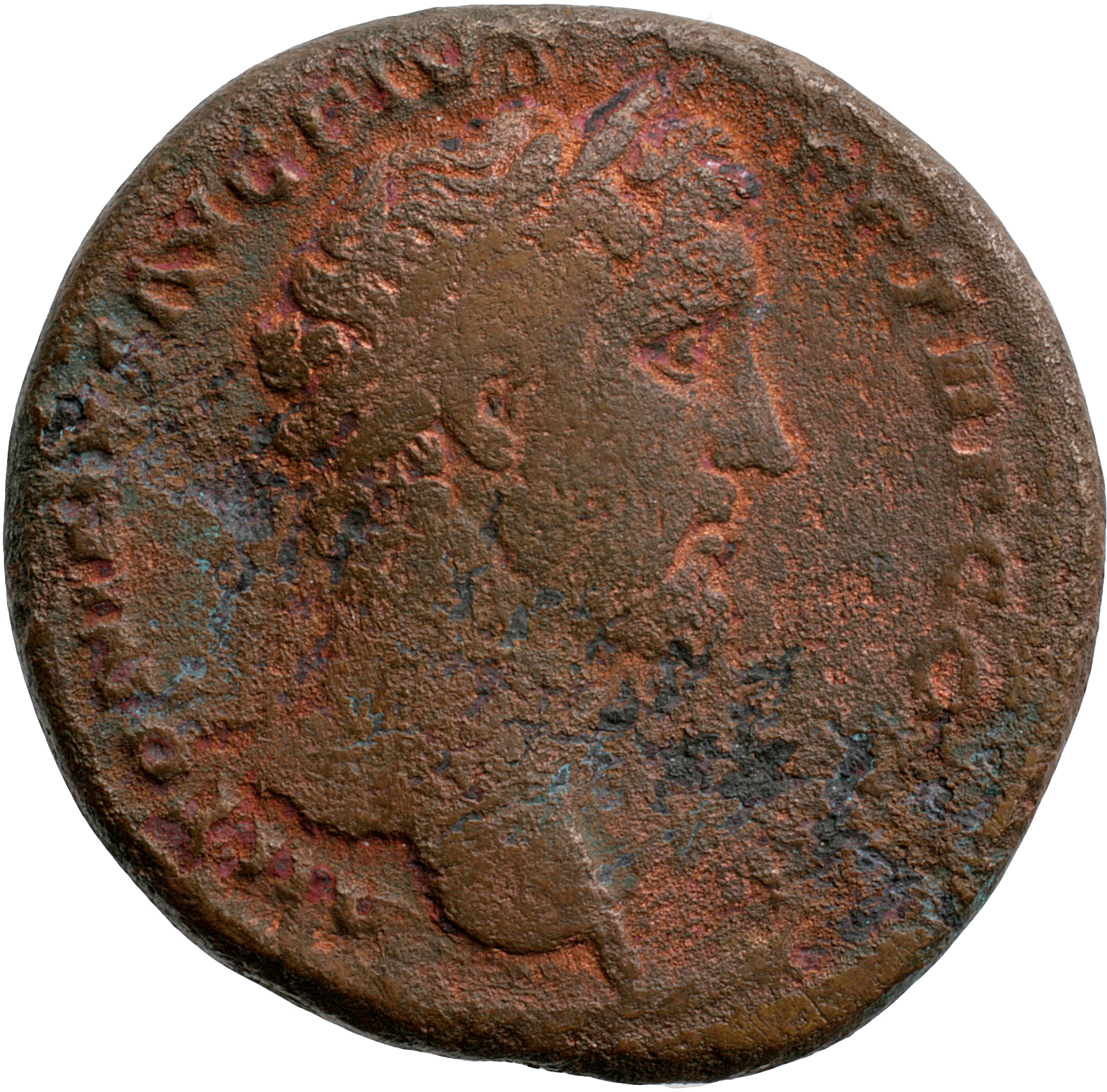 Antoninus Pius obverse — Head of Antoninus Pius, laureate, right