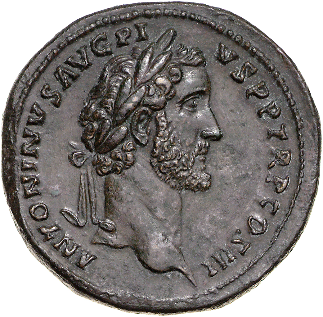 RIC III Antoninus Pius 609 Antoninus Pius obverse, Head of Antoninus Pius, laureate, right