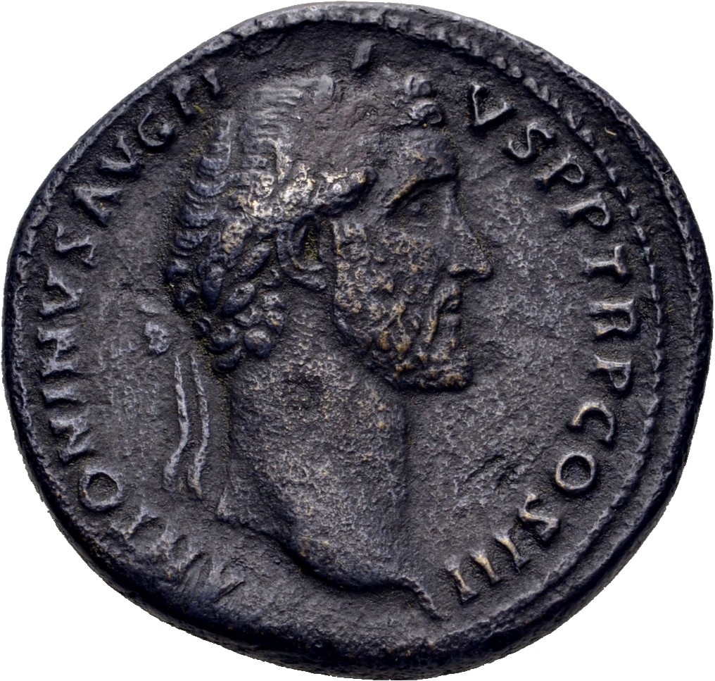 RIC III Antoninus Pius 611 Antoninus Pius obverse, Head of Antoninus Pius, laureate, right