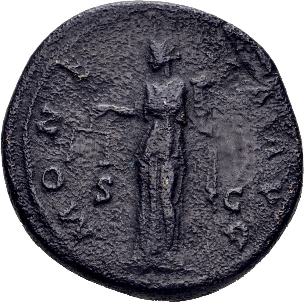 RIC III Antoninus Pius 611 Antoninus Pius reverse, Moneta, draped, standing, left , holding scales in right and round obje...