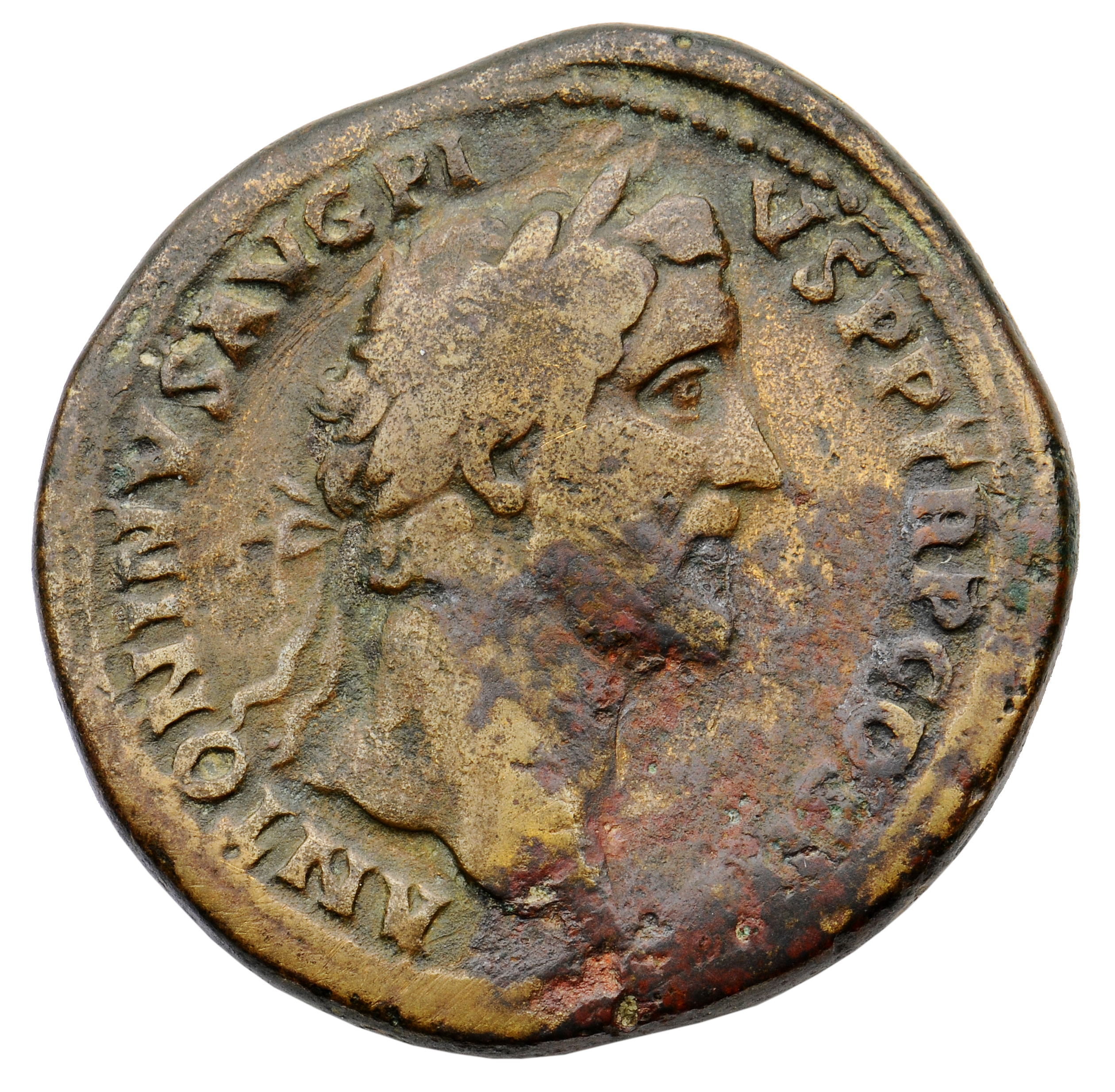 RIC III Antoninus Pius 616a Antoninus Pius obverse, Head of Antoninus Pius, laureate, right