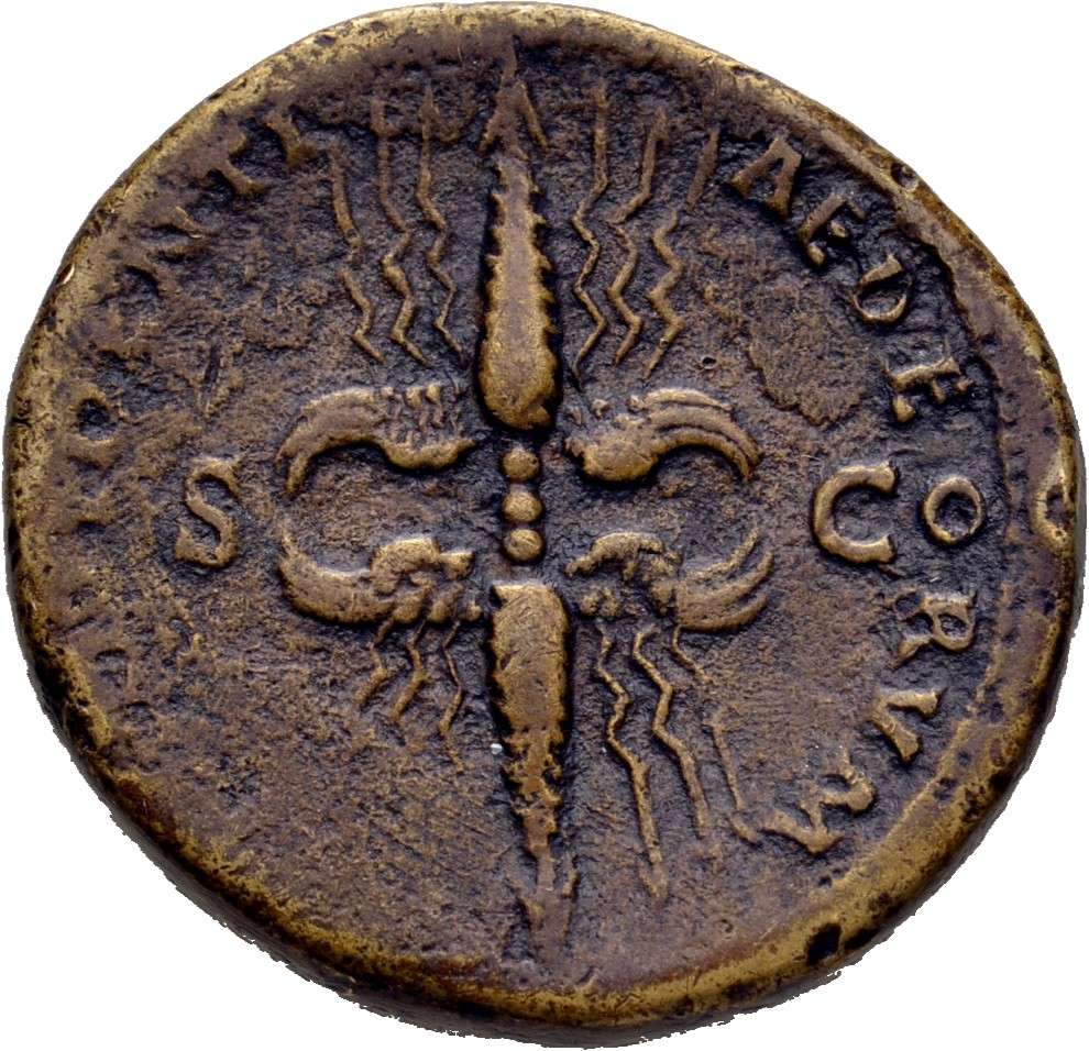 RIC III Antoninus Pius 618a Antoninus Pius reverse, Winged thunderbolt vertical