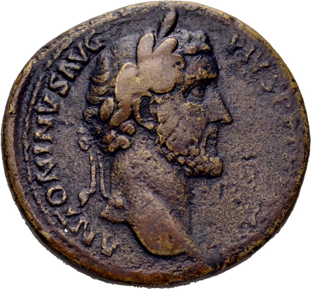 RIC III Antoninus Pius 618a Antoninus Pius obverse, Head of Antoninus Pius, laureate, sometimes draped on left shoulder, r...