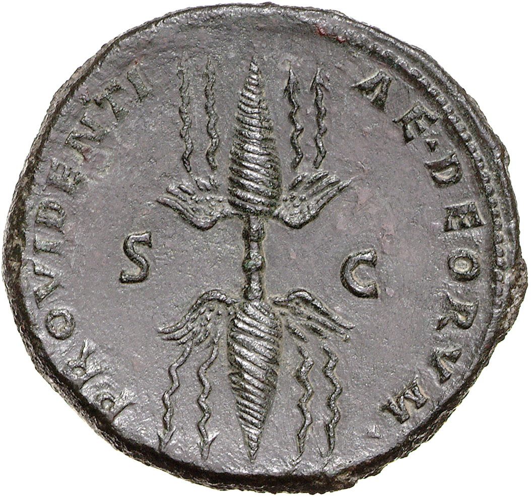 RIC III Antoninus Pius 618b Antoninus Pius reverse, Winged thunderbolt vertical